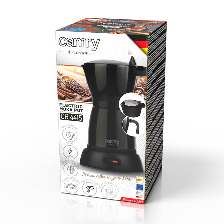 Moka Camry CR 4415B 300ml electric coffee machine for 6 cups of espresso