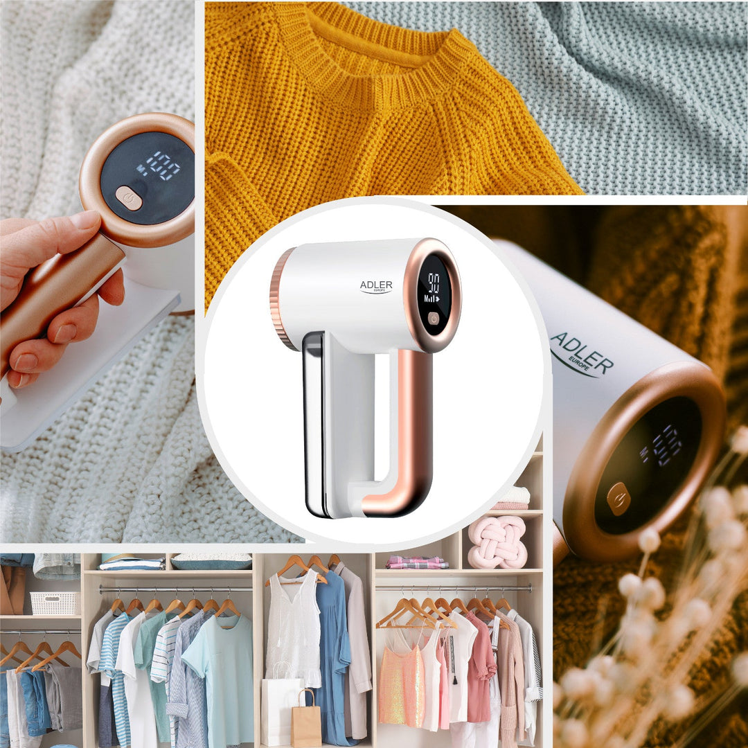 Adler fabric clothes shaver, USB charging, LCD display, 3-stage speed, brush, AD 9617
