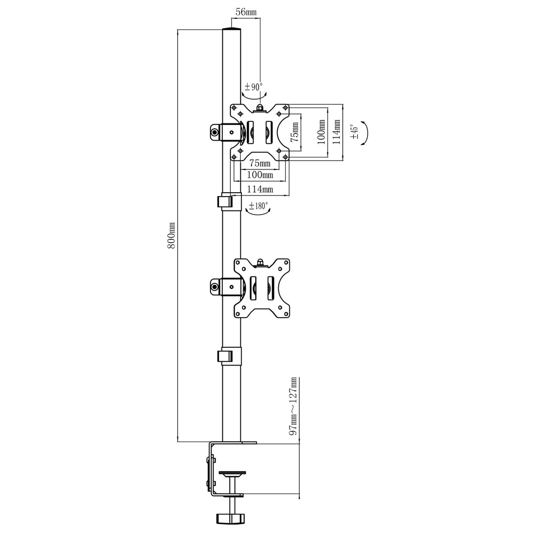 Maclean monitor mount, max VESA 100x100, 13-27", 9kg, MC-966