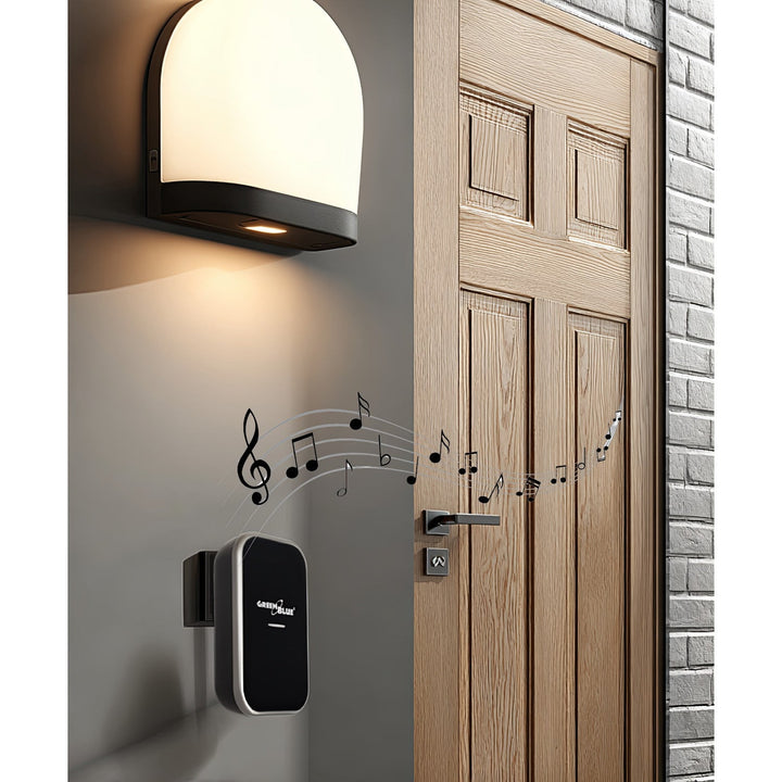 GreenBlue GB157 B Kinetic Battery-free Wireless Dorr Bell, Melodies, Black, Range up to 200m, IP44