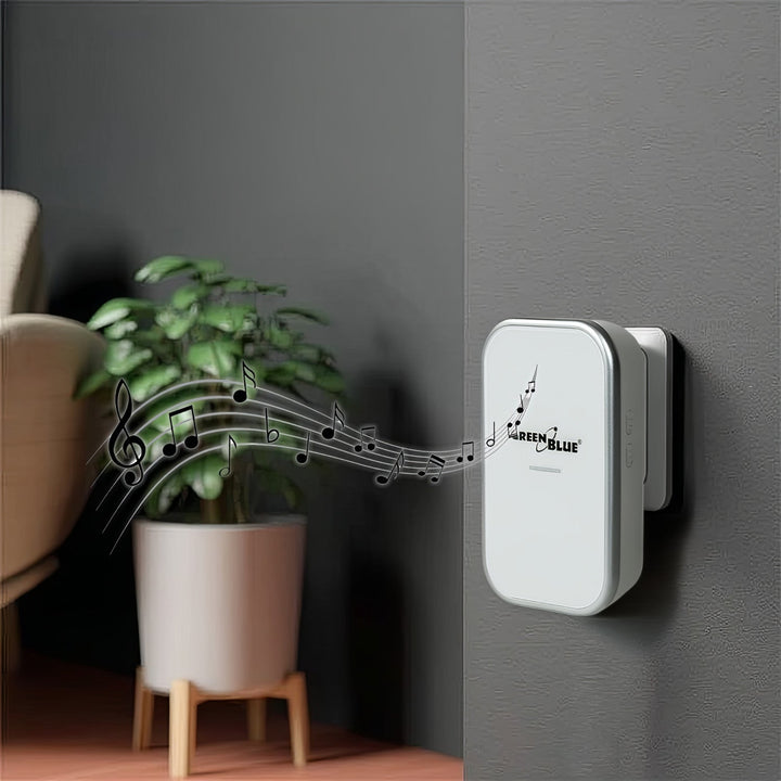 GreenBlue GB157 W Kinetic Battery-free Wireless Door Bell, Melodies, White, Range up to 200m, IP44