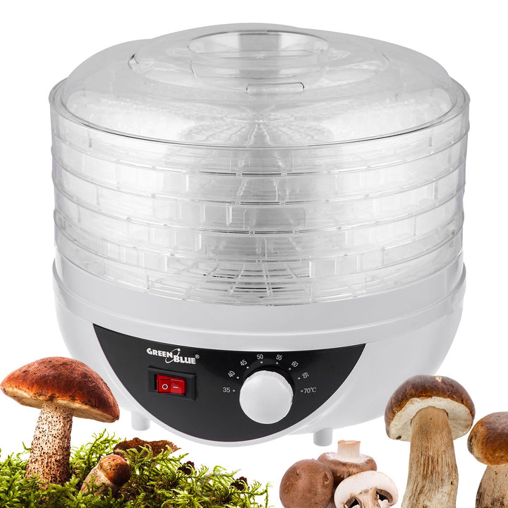 GreenBlue GB195 UK Food Dehydrator  mushroom, vegetable and fruit dryer, 250W power - very quiet, GB195 UK plug