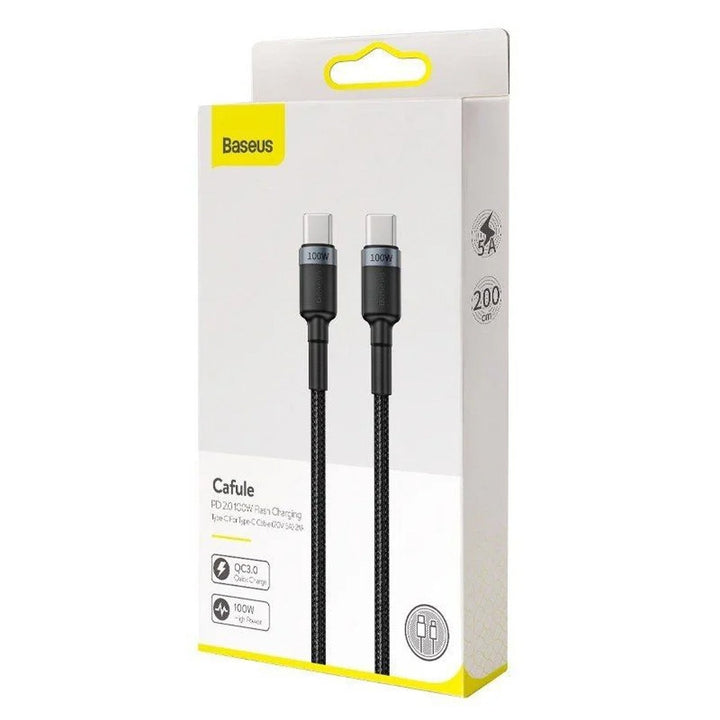 USB-C PD 2.0 200cm Baseus Cafule CATKLF-ALG1 Quick Charge 3.0 5A cable with 100W fast charging support