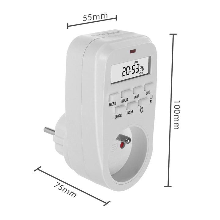 GreenBlue GB362 E Timer Switch - Digital Timer, Max. Load 16A, IP20, European Plug