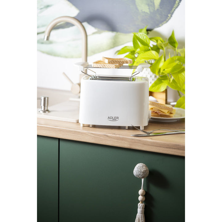 Adler toaster, 6 degrees of control, bun grate, 900W, white, AD 3223