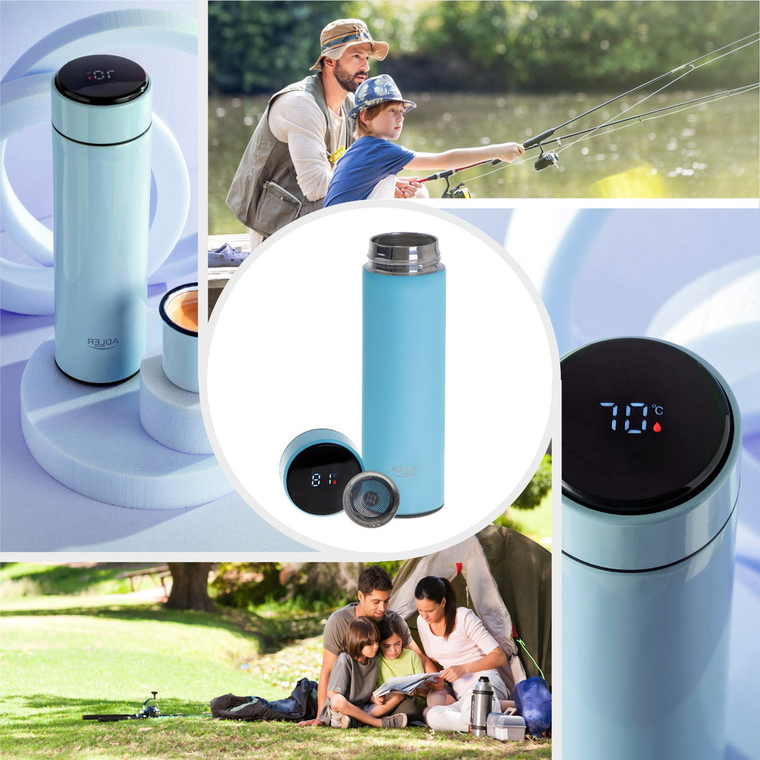 Adler thermos flask, LED touch display, capacity 473 ml, blue, AD 4506