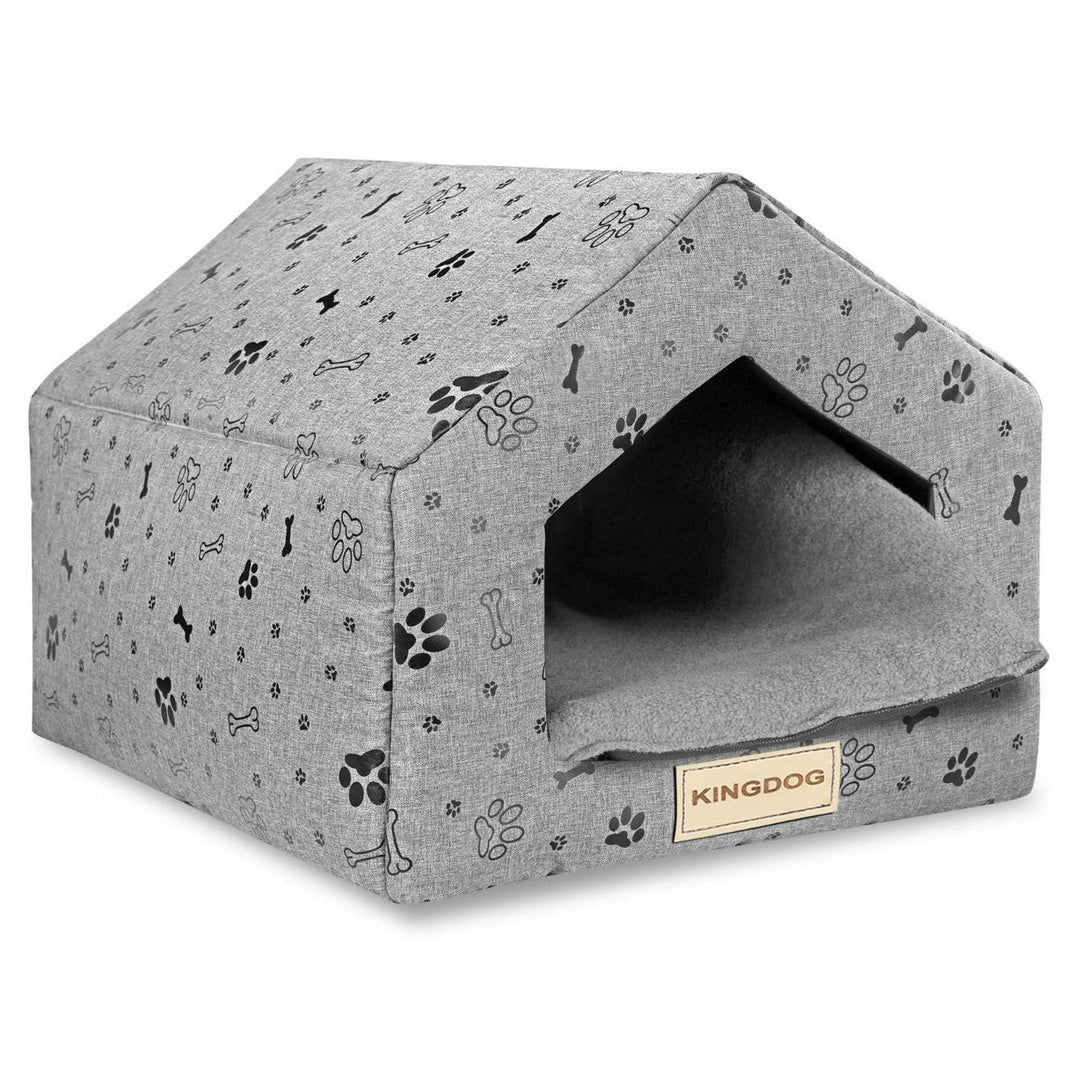 Dog cat bed sponge bone house black 50x40cm h38cm Kingdog