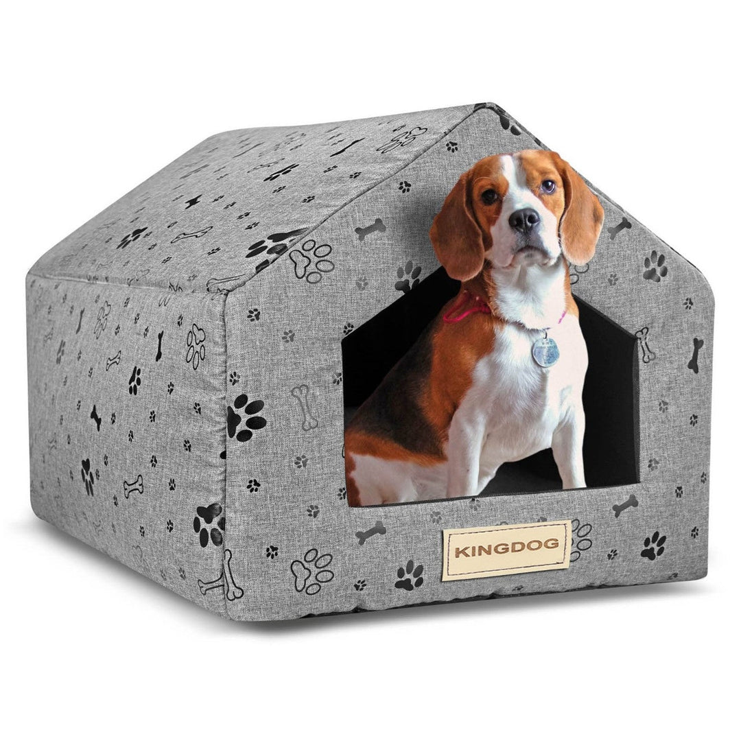 Dog cat bed sponge bone house black 50x40cm h38cm Kingdog
