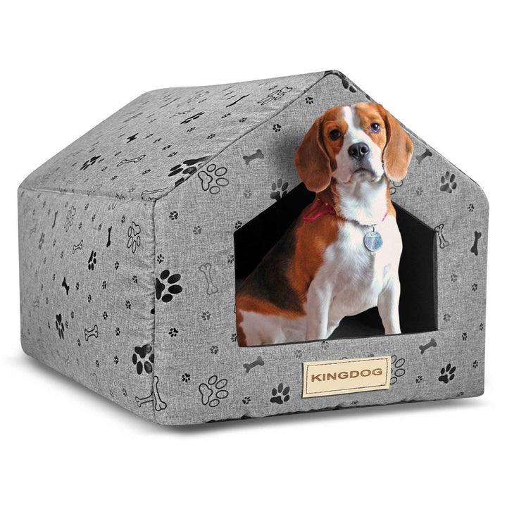 Dog cat bed sponge bone house black 50x40cm h38cm Kingdog