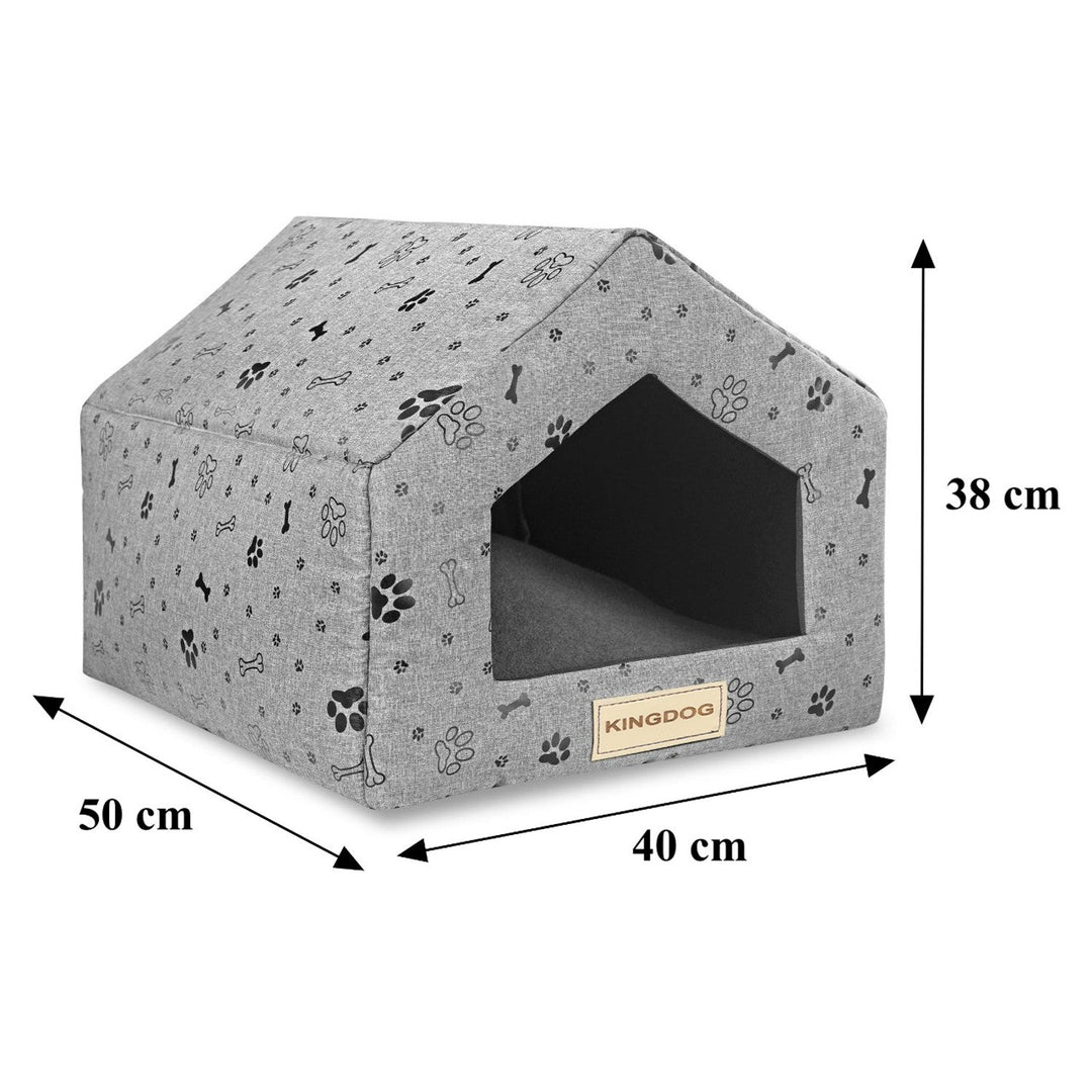 Dog cat bed sponge bone house black 50x40cm h38cm Kingdog