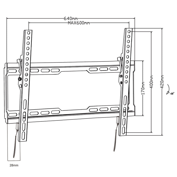 Maclean TV MC-413 Wall Mount Bracket 32"-80" VESA 600x400 45kg Tilting Universal Adjustable Spirit Level Mounting Accessories