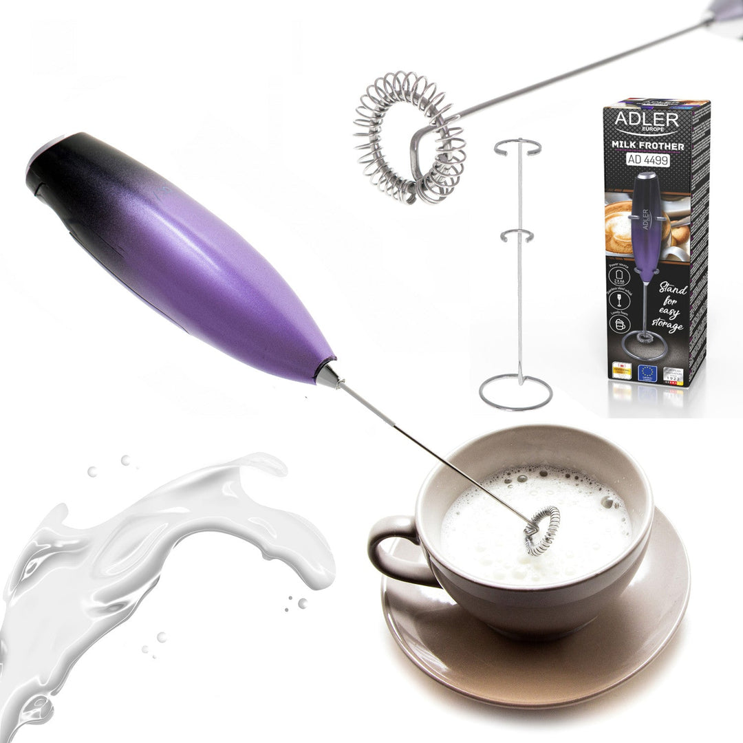 Adler milk frother, with stand, purple and black, AD 4499