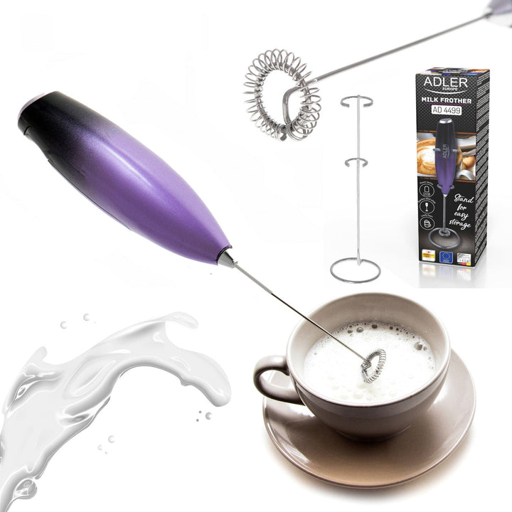 Adler milk frother, with stand, purple and black, AD 4499