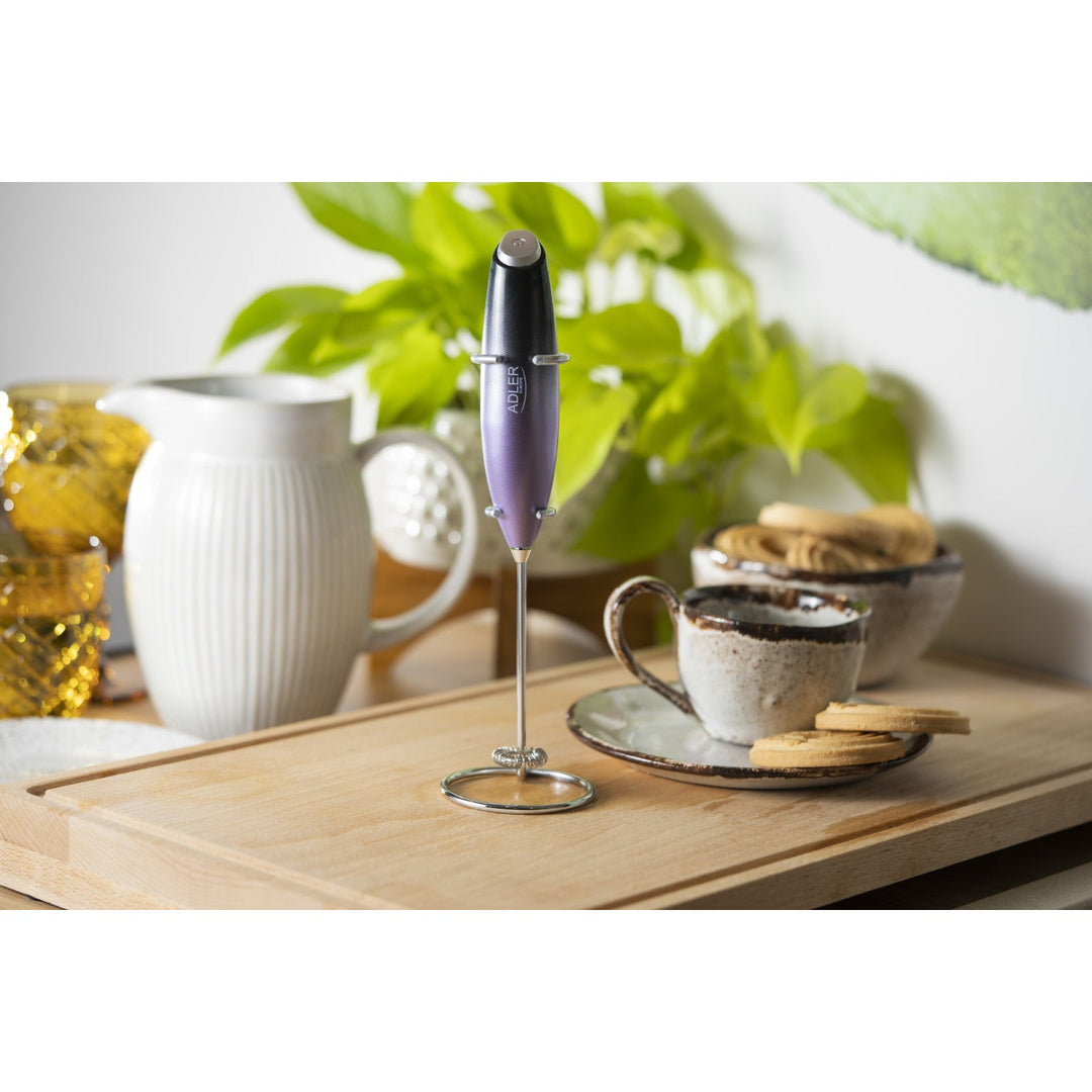 Adler milk frother, with stand, purple and black, AD 4499