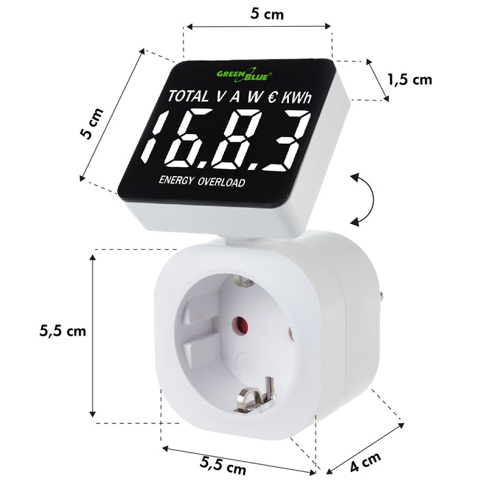 GreenBlue energy meter, wattmeter, 16A, max. 3680W, sub-memory, GB620 F