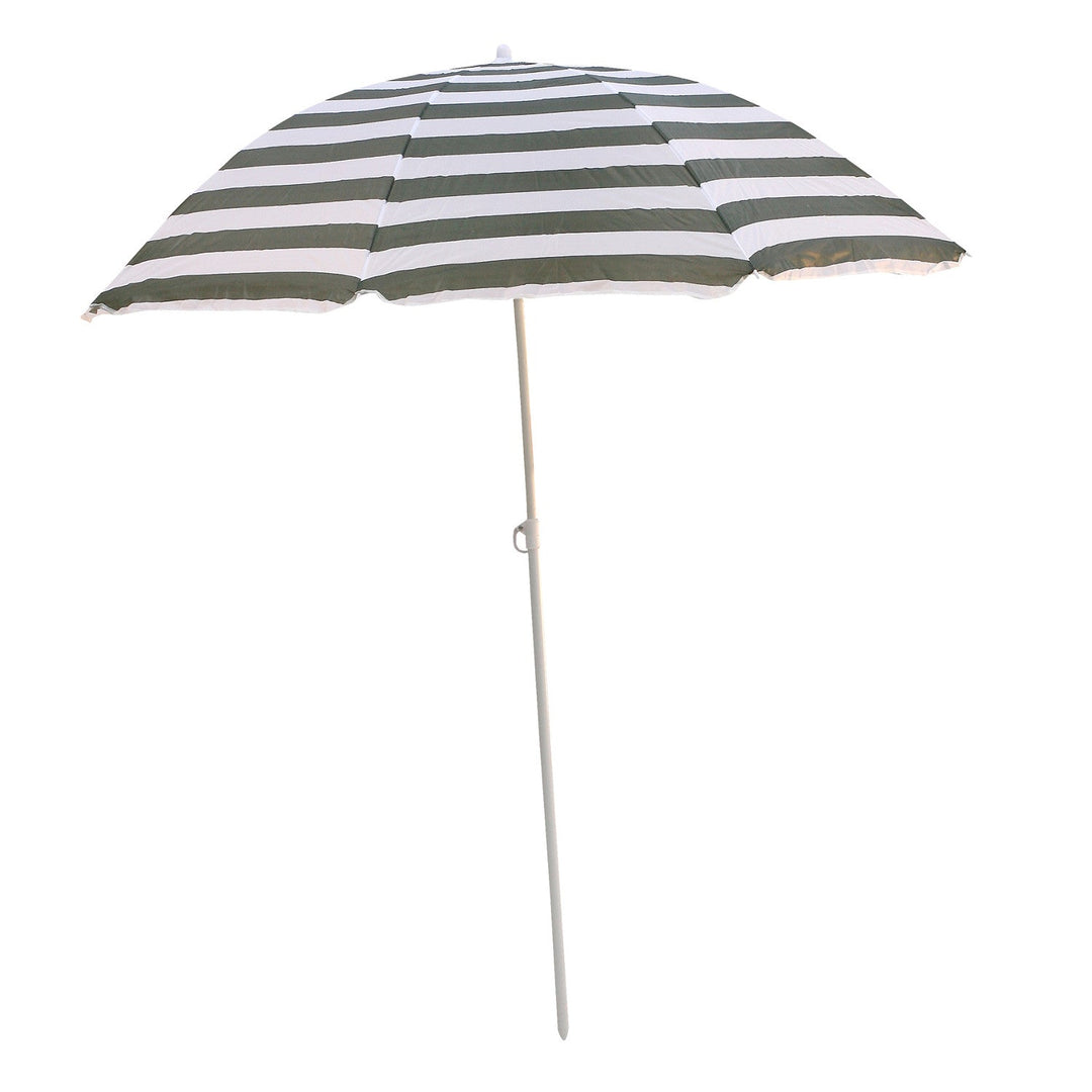 Master Grill&amp;Party JKB03 Garden Umbrella, Beach Umbrella, Balcony Umbrella, 180 cm Diameter, White and Green Stripes