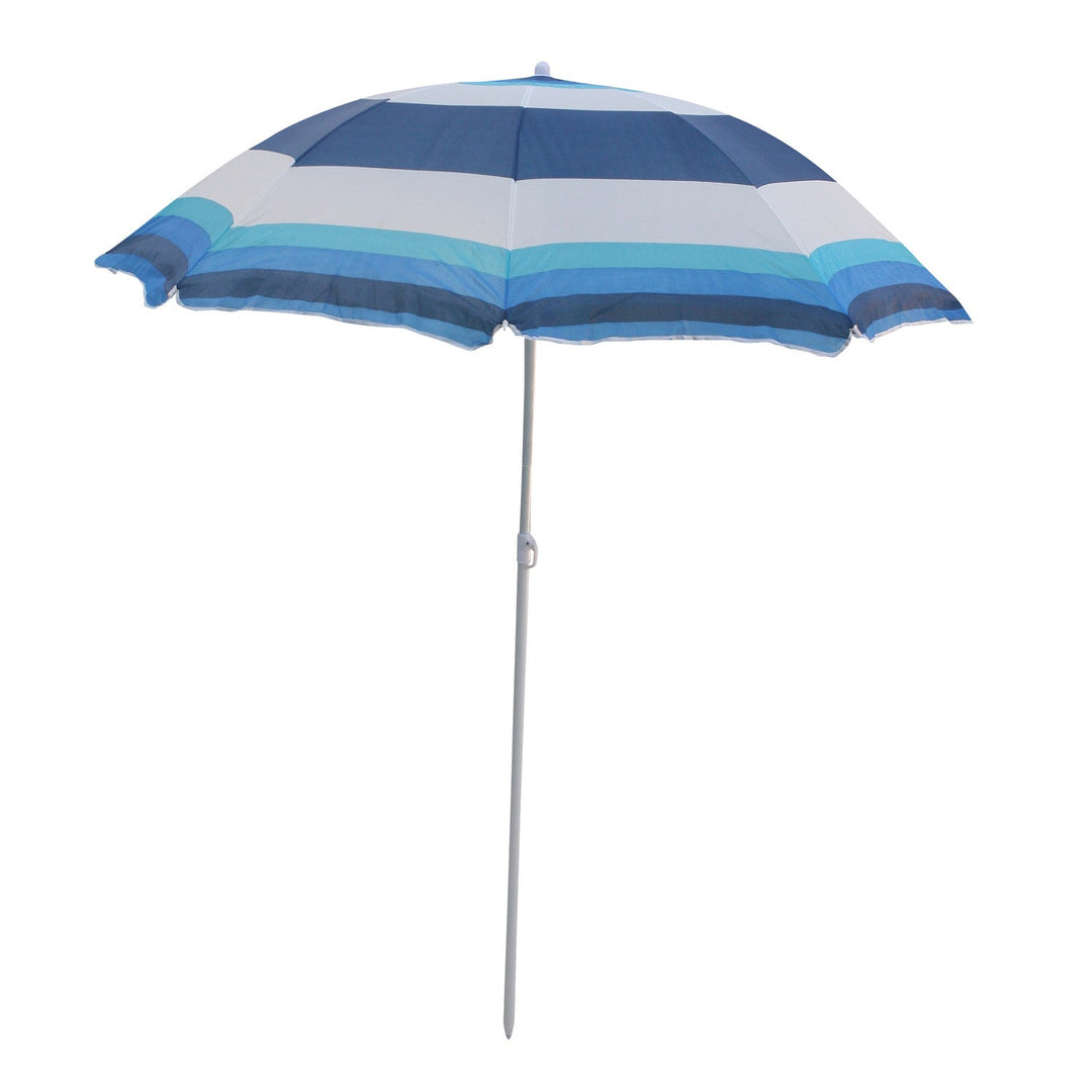 Master Grill&amp;Party JKB04 Garden Umbrella, Beach Umbrella, Balcony Umbrella 180 cm Diameter, White Blue and Navy Stripes