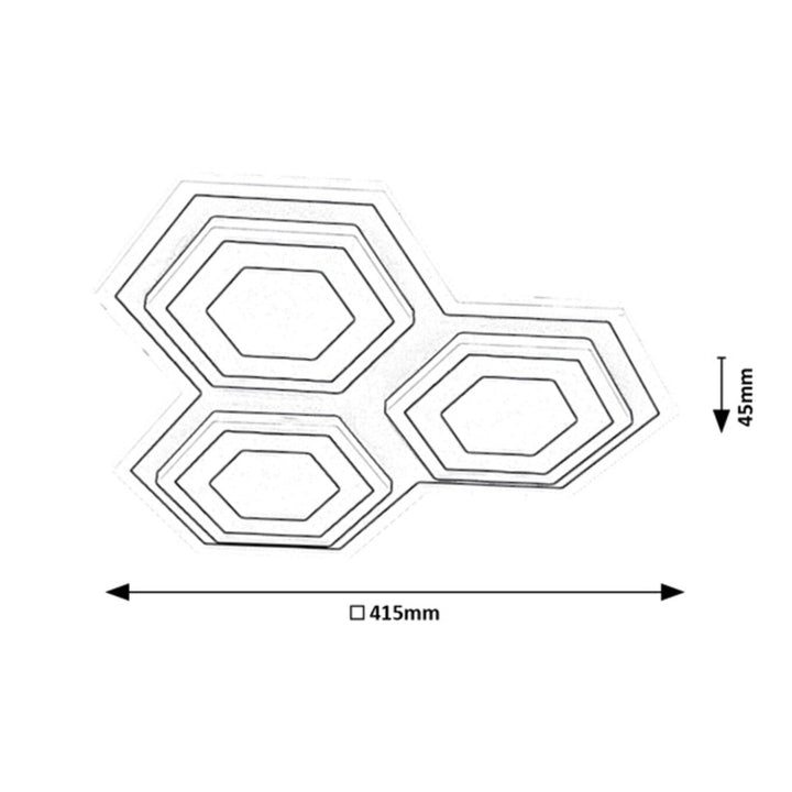 Rabalux Hexagonal Triple Bitsi Ceiling Lamp 72W Adjustable Light Colour Warm Cold White Modern Art Deco Decorative