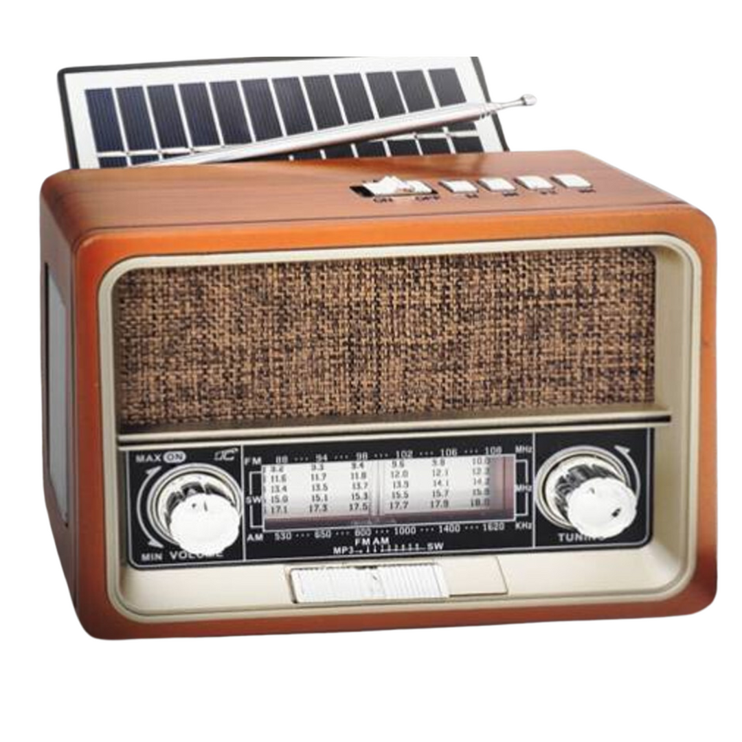 LTC LXLTC103UBT Portable FM Radio Player with Solar Panel RetroVintage 60s Bluetooth FM AM SW USB Solar Panel Rechargeable