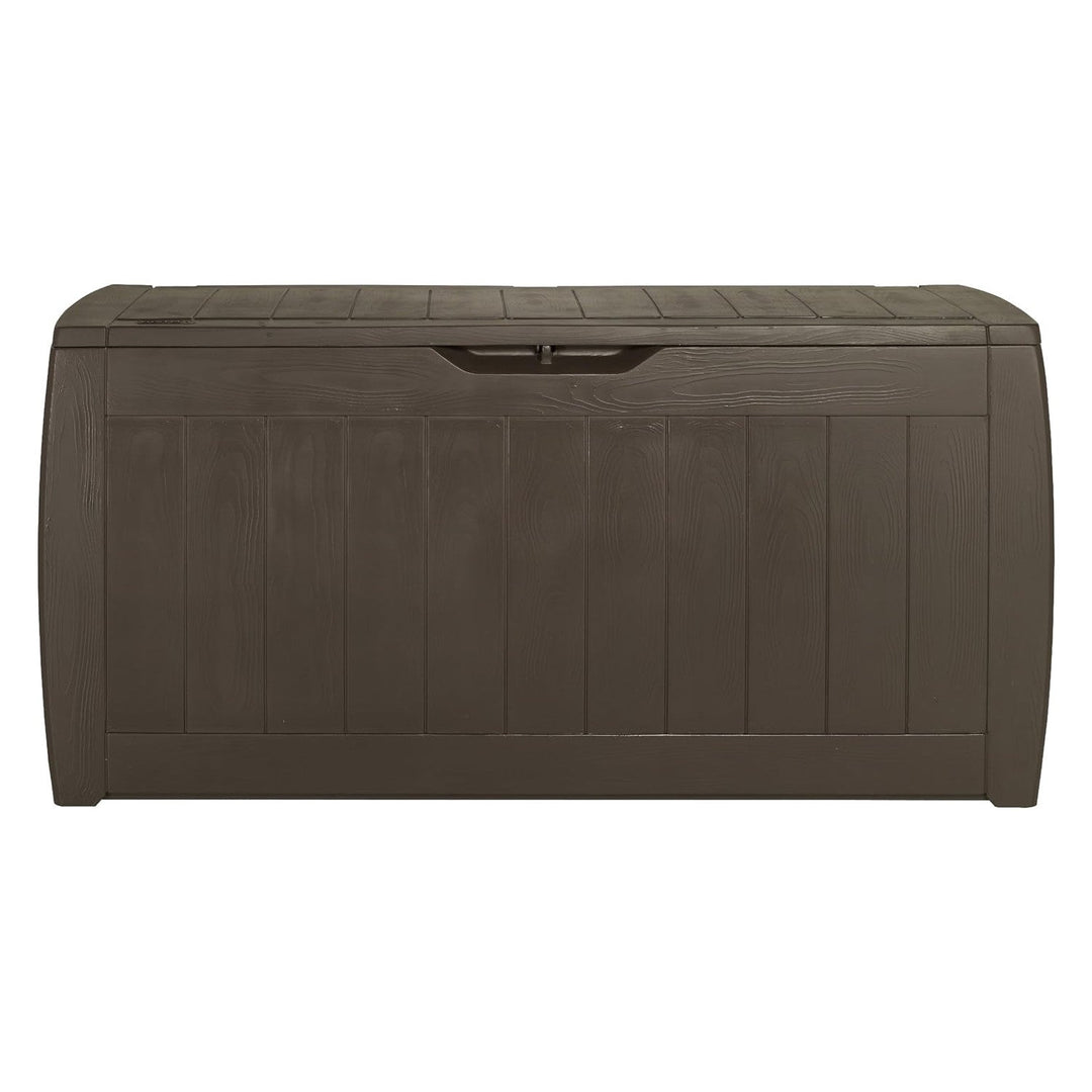 Keter 223949 270L Keter Garden Storage Deck Box Hollywood Outdoor Plastic Wood Design Sturdy Weatherproof Brown
