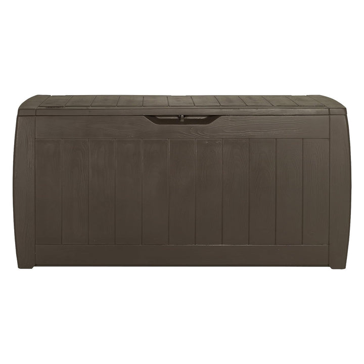 Keter 223949 270L Keter Garden Storage Deck Box Hollywood Outdoor Plastic Wood Design Sturdy Weatherproof Brown