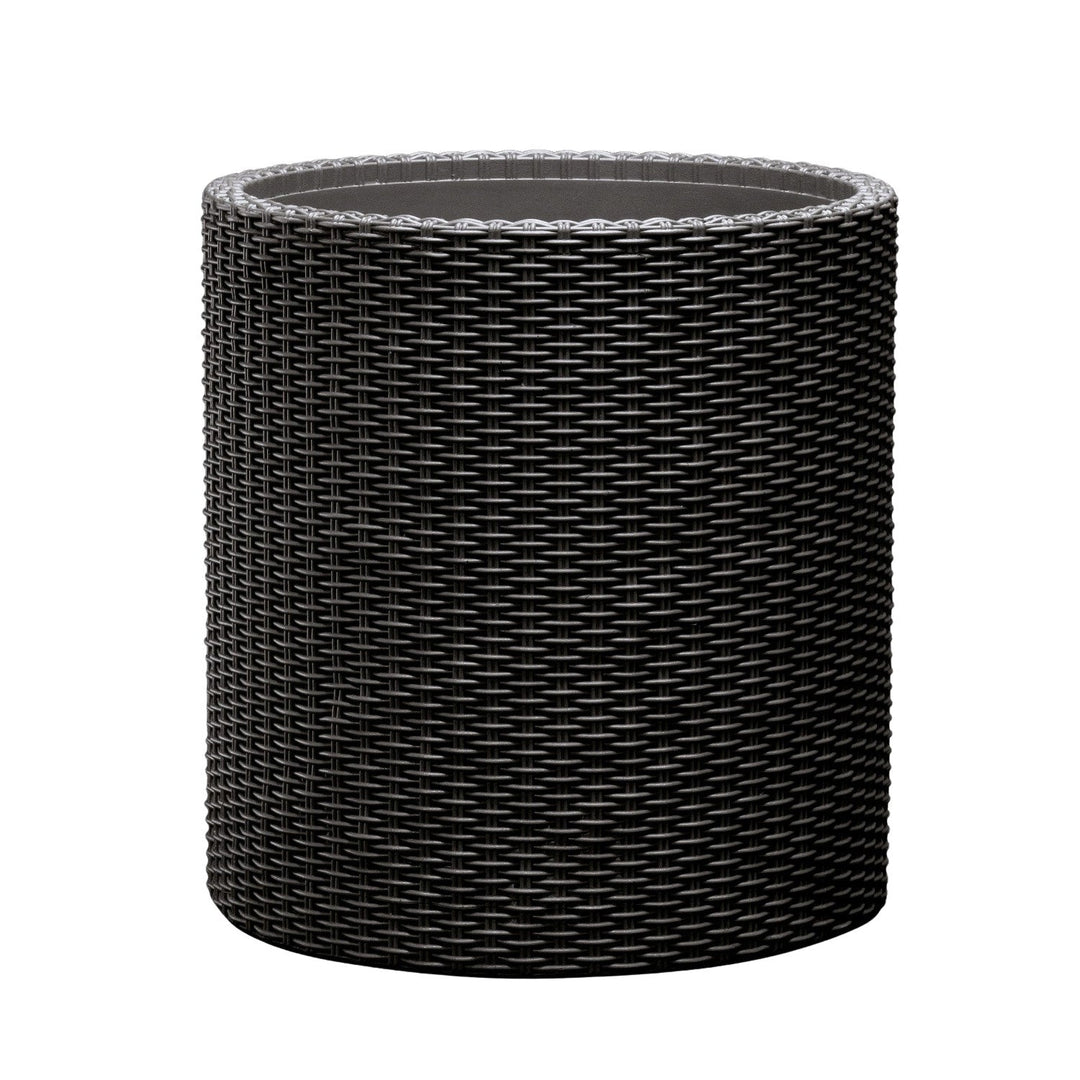 Keter Round Planter Rattan Style - Size M - 36 cm Diameter Anthracite Cylinder Flower Pot Indoor Outdoor Weatherproof
