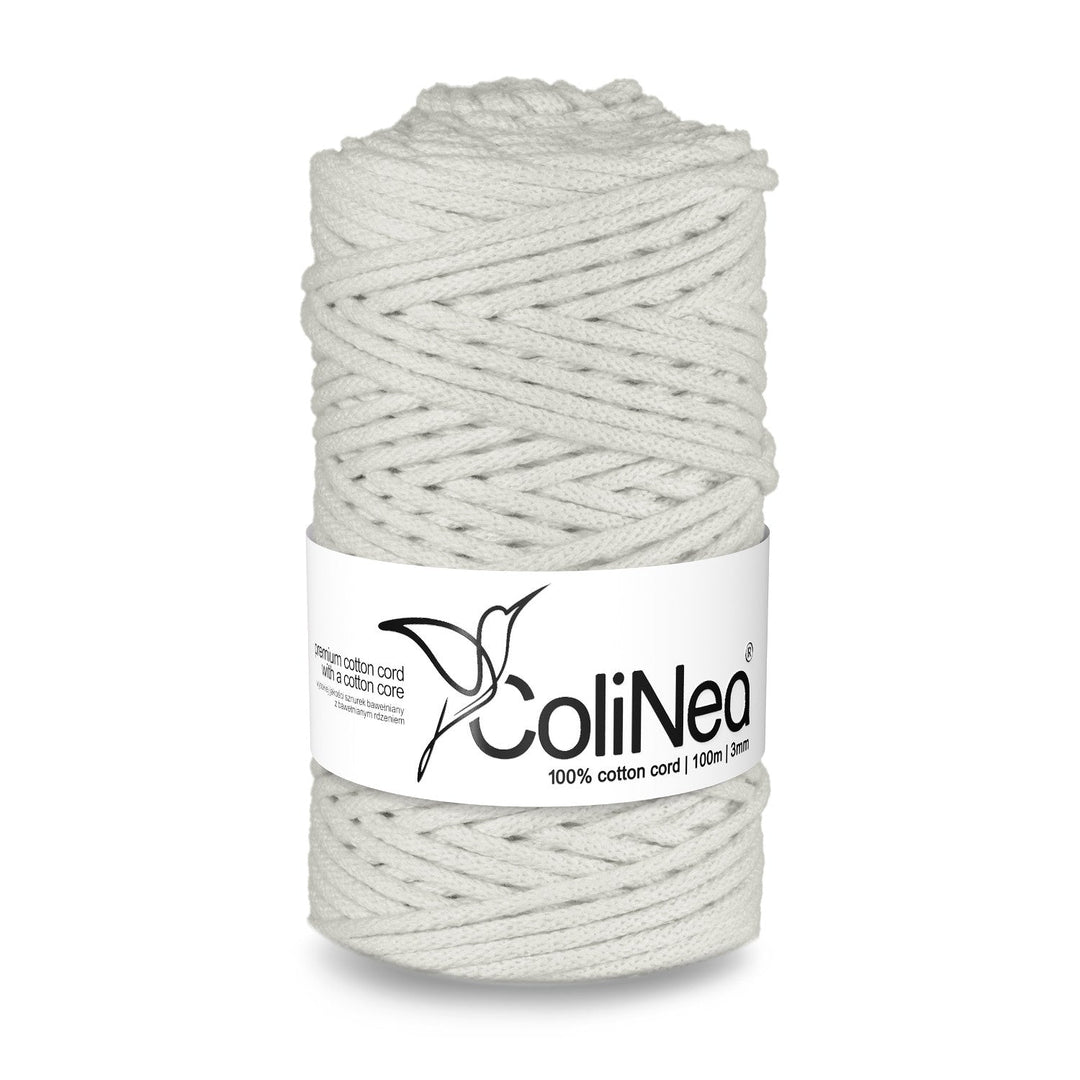 ColiNea, cotton cord with cotton core, braided, 3mm, 100m, white