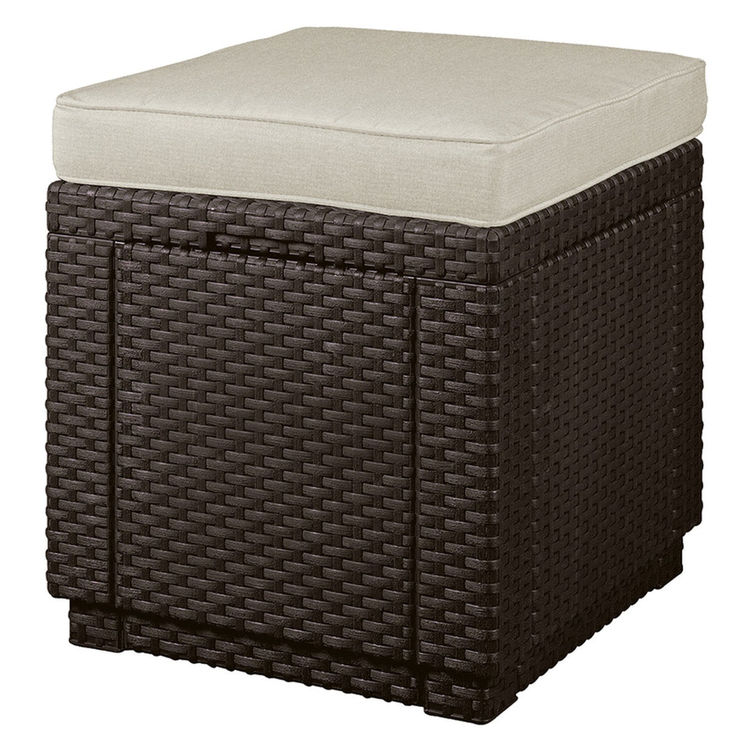 Keter Garden Seat, with Cushion, Storage Function, Brown, Cube with Cushion