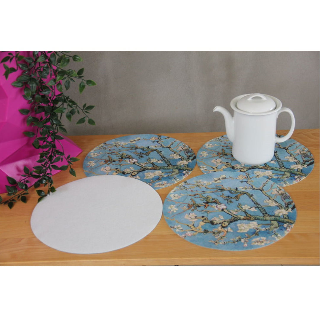 Bertoni Round Table Mat Set, 4 Pieces, 33 cm, Stylish and Durable, Almond Collection