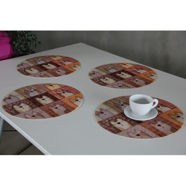 Bertoni Round Table Mat Set, 4 Pieces, 33 cm, Stylish and Durable,Pexeso Beige