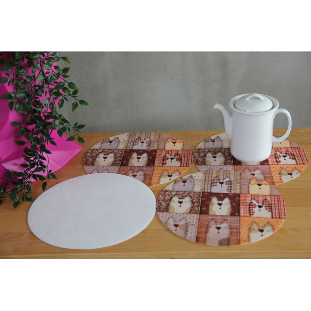 Bertoni Round Table Mat Set, 4 Pieces, 33 cm, Stylish and Durable,Pexeso Beige
