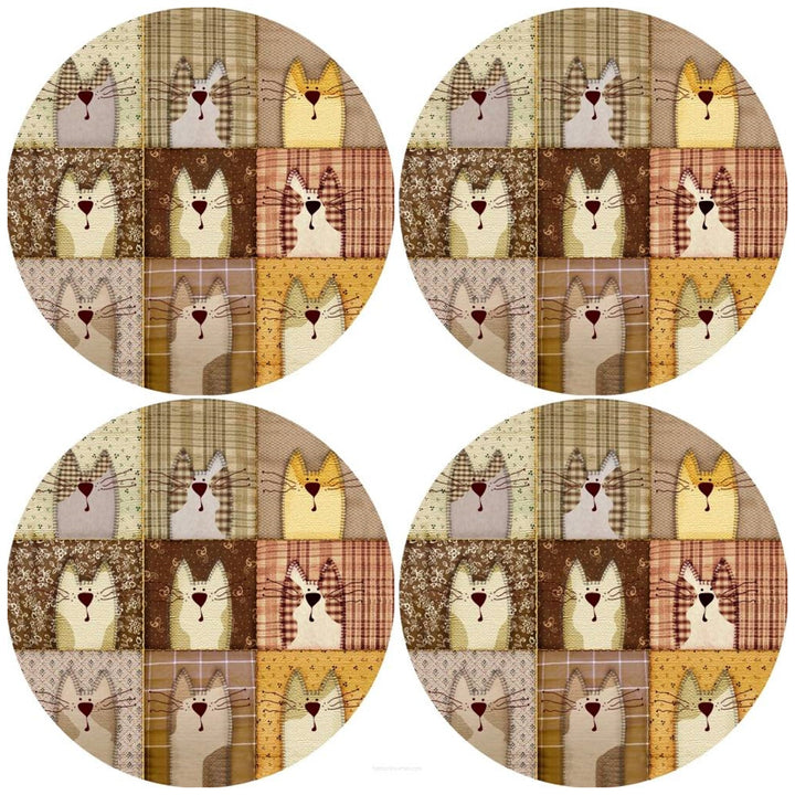 Bertoni Round Table Mat Set, 4 Pieces, 33 cm, Stylish and Durable,Pexeso Beige