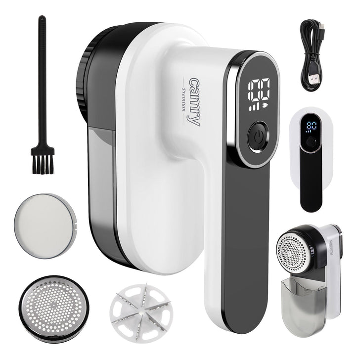 Camry fabric shaver, LCD display, Li-Ion rechargeable battery, white and black, CR 9620