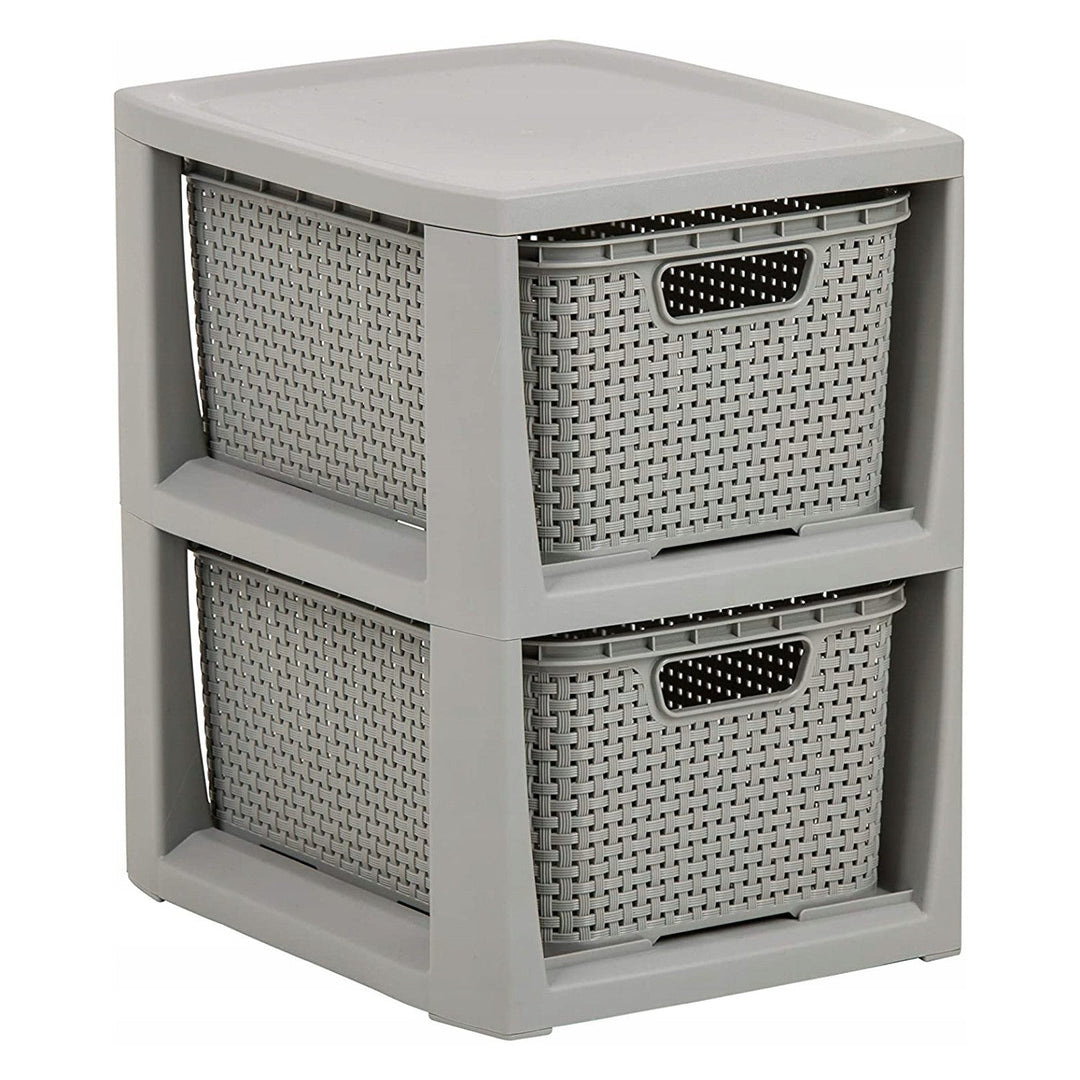 BranQ bookcase, 2 pull-out baskets, grey, Rattan 1727