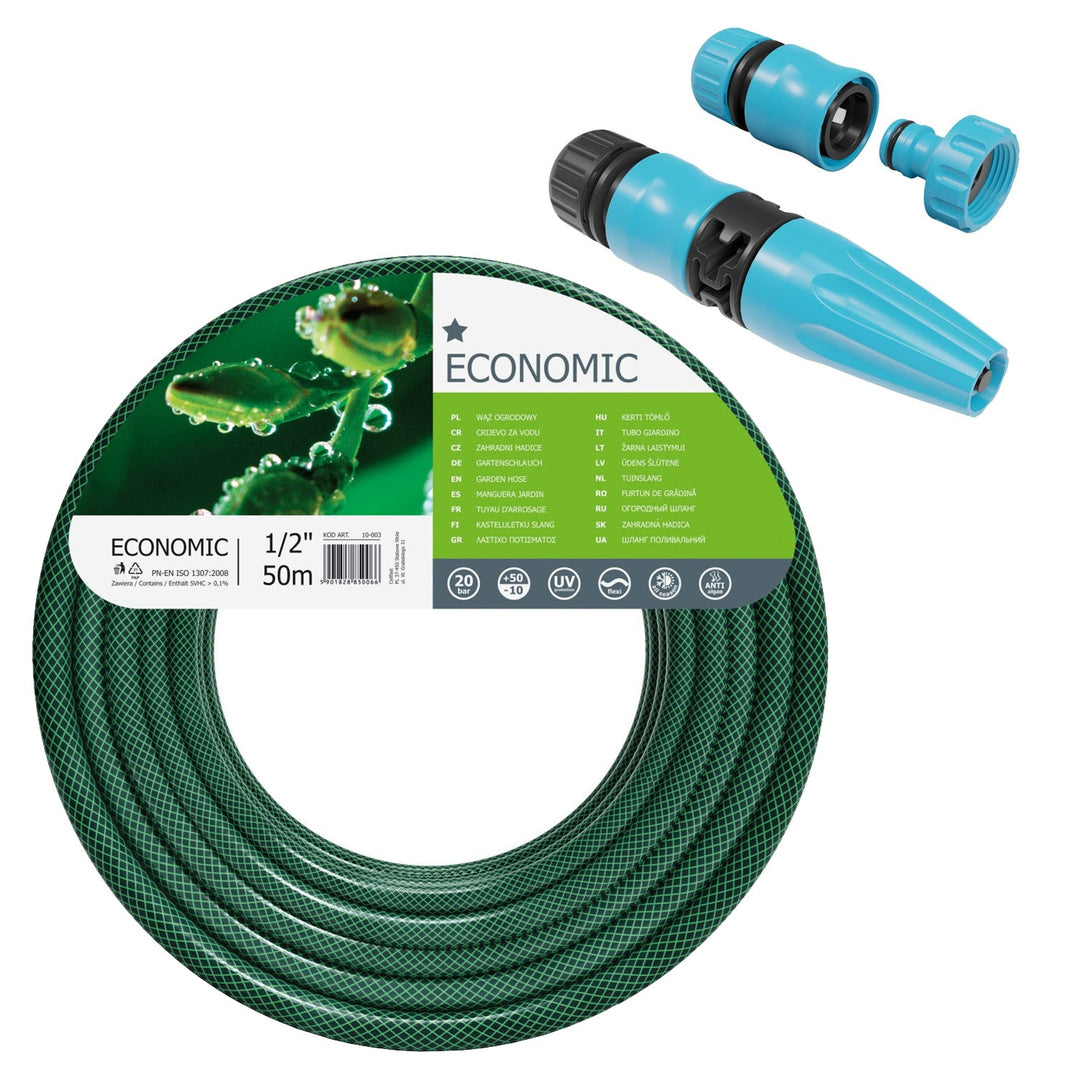 Cellfast Economic 1/2" Garden Hose 50m with Included Sprinkler for Hassle-Free Watering