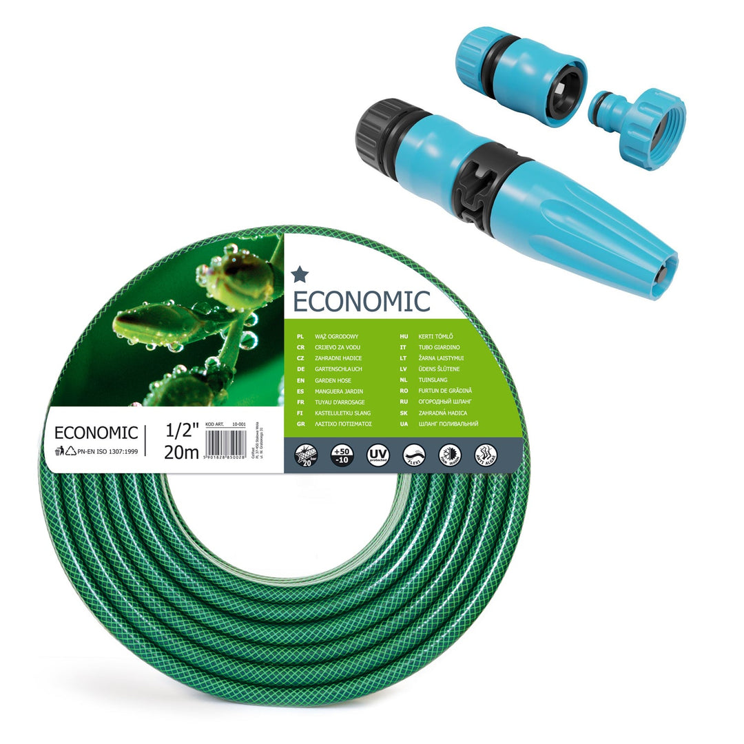 Cellfast Economic 1/2" Garden Hose 20m with Bonus Sprinkler for Convenient Watering