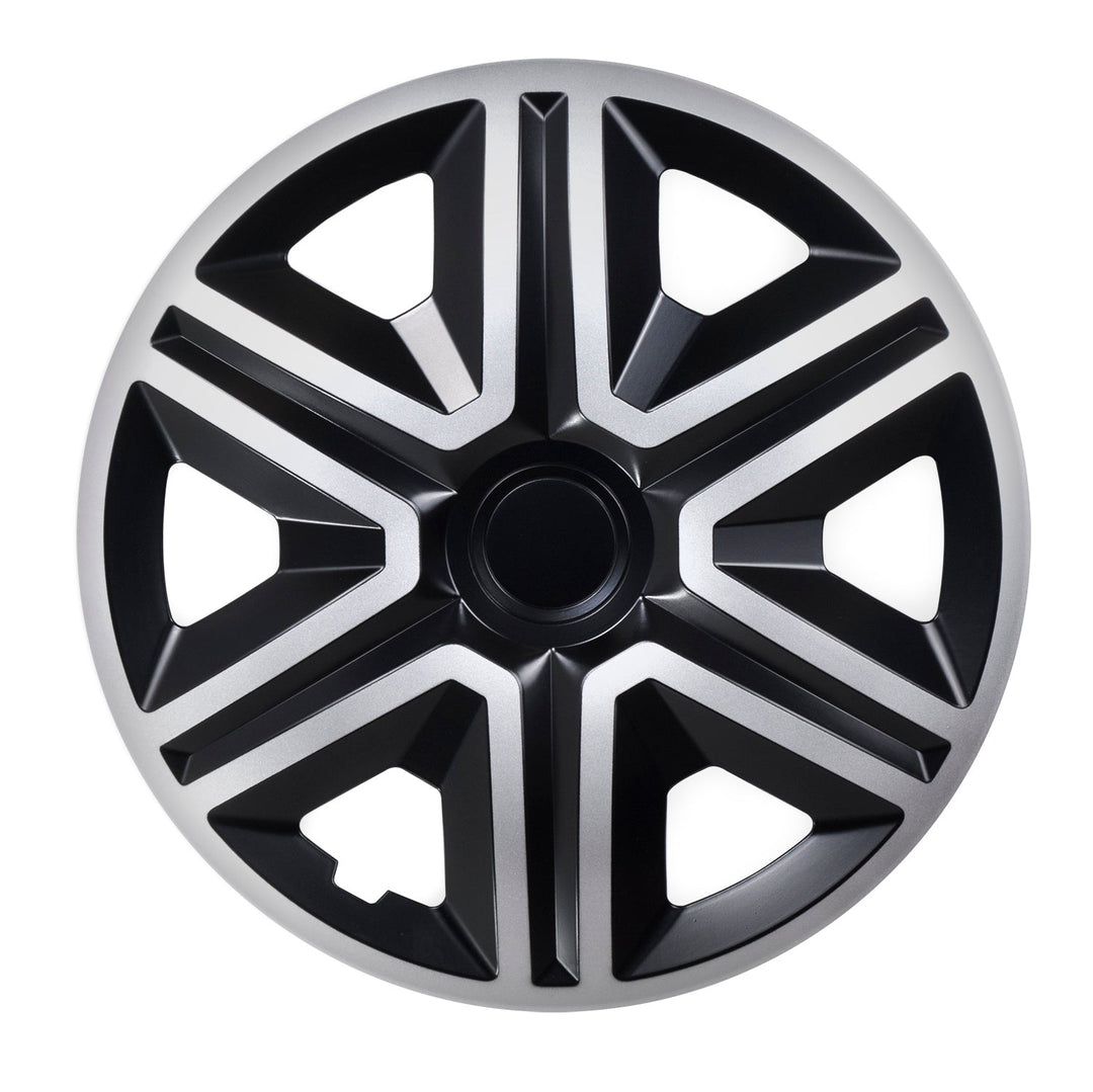 NRM Action Doublecolor Universal Hubcap 16" Wheel Cover Wheel Trim Hub Cap Silver and Black 1 Piece