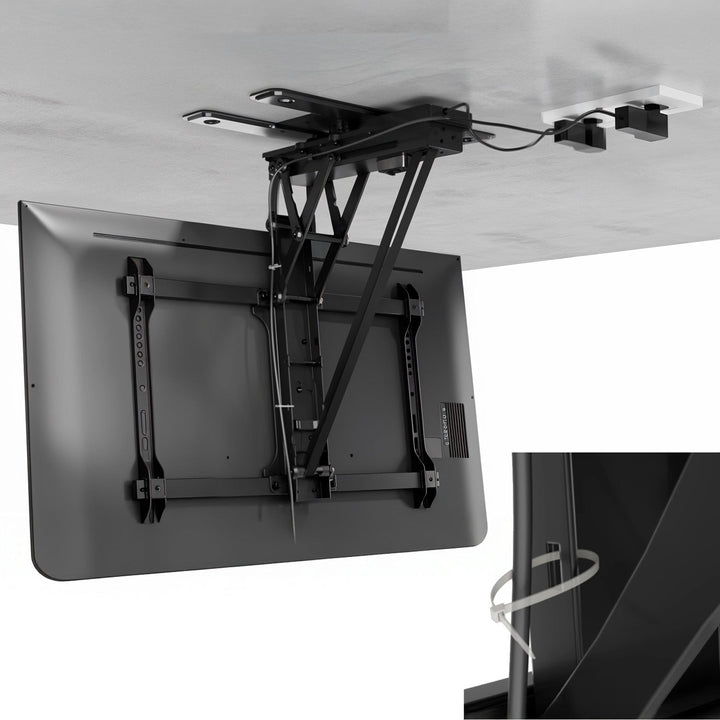 Maclean electric ceiling TV mount, TUYA support, max VESA 600x400, 90st swivel remote control, 32"-75", 35kg, MC-490