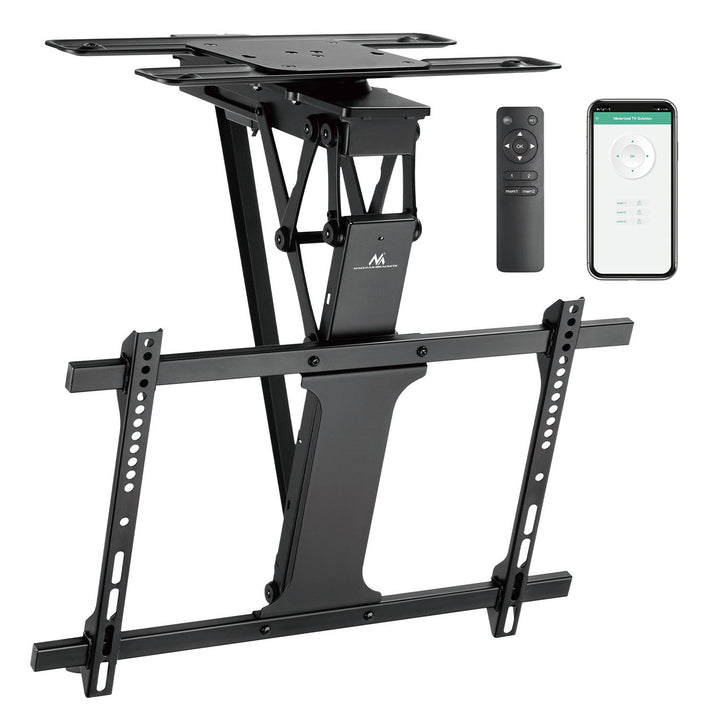 Maclean electric ceiling TV mount, TUYA support, max VESA 600x400, 90st swivel remote control, 32"-75", 35kg, MC-490