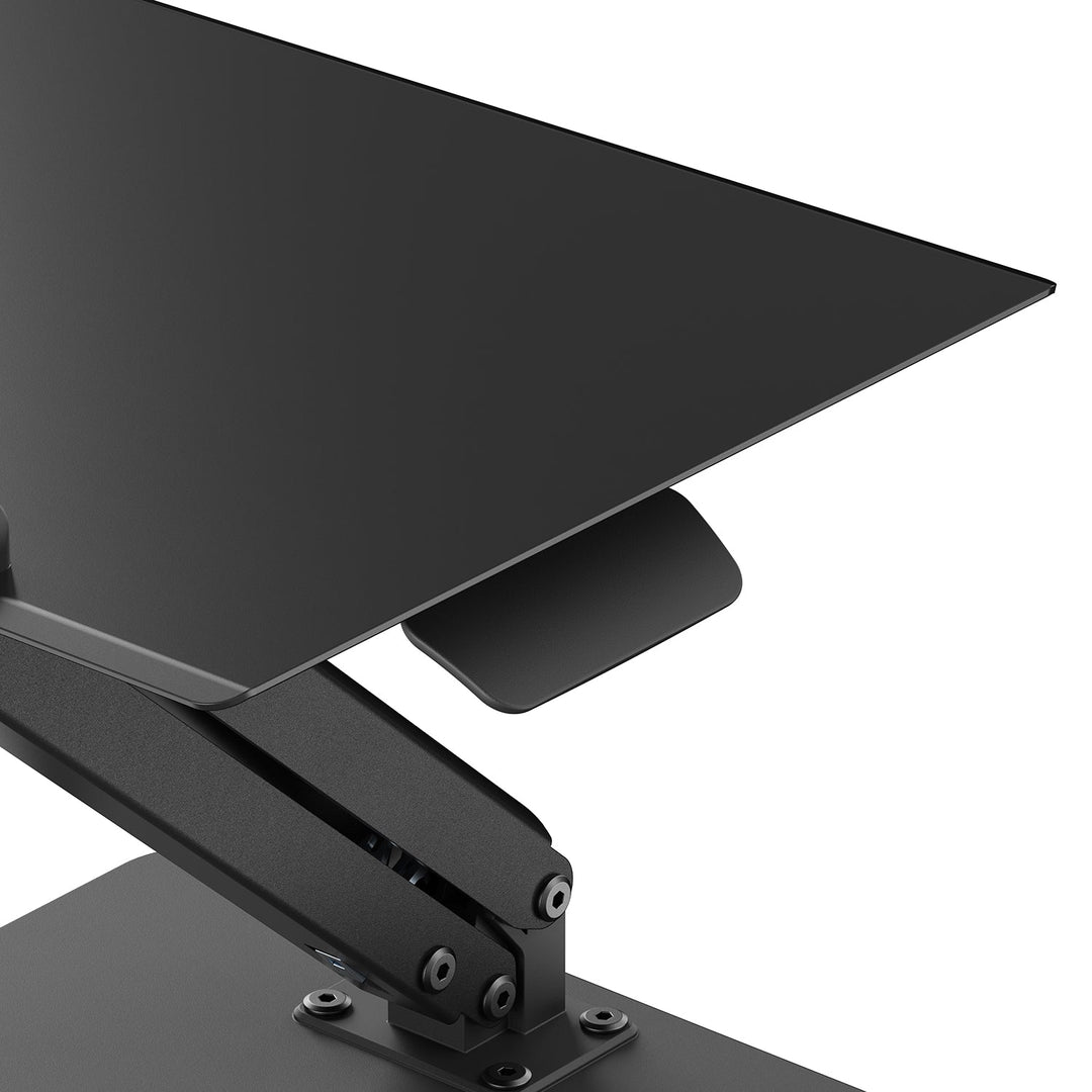 Maclean desk stand for monitor or laptop, gas spring, for standing and sitting work, black, MC-493