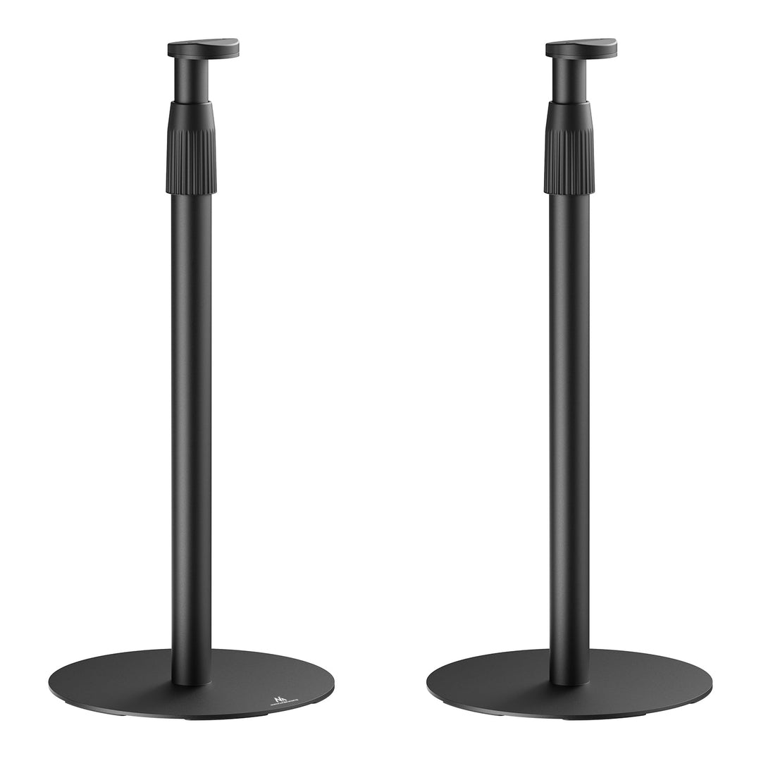 Maclean MC-496 Floor stand for Sonos Era 100 and 300 | Adjustable 682-1068 mm | Cable management and stable base | Set of 2 black tripods | Stylish and safe design