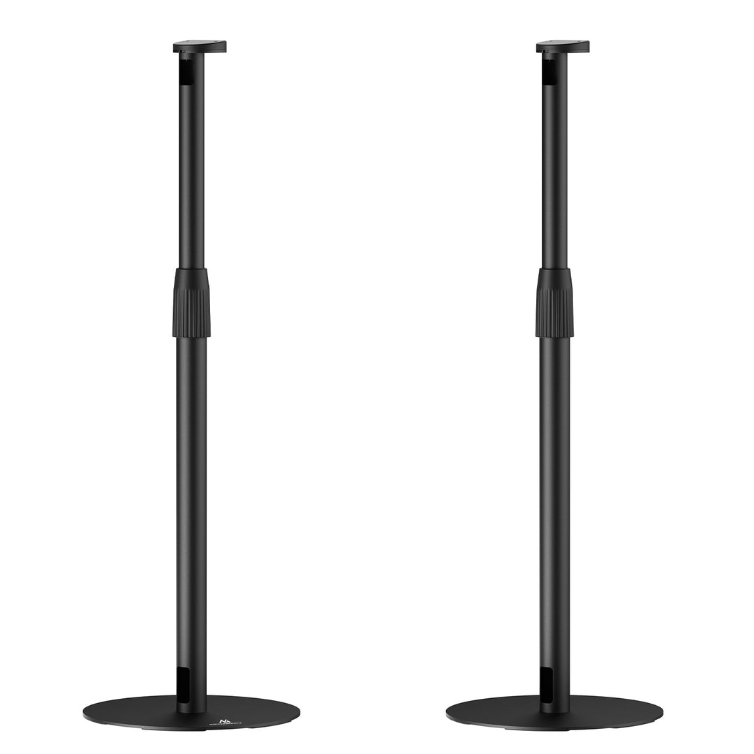 Maclean MC-496 Floor stand for Sonos Era 100 and 300 | Adjustable 682-1068 mm | Cable management and stable base | Set of 2 black tripods | Stylish and safe design