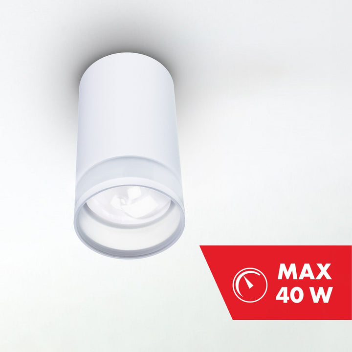 Maclean surface mount / tube luminaire, spot, round, aluminum, GU10, 55x105mm, white, MCE361 W