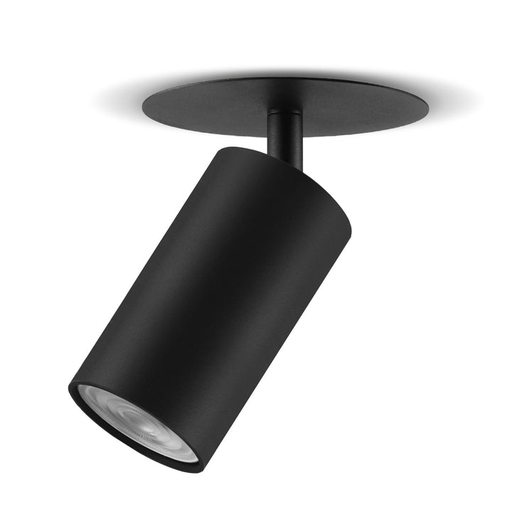Maclean flush mount / tube luminaire, spot, round, aluminum, GU10, 55x100mm, black color, MCE364 B