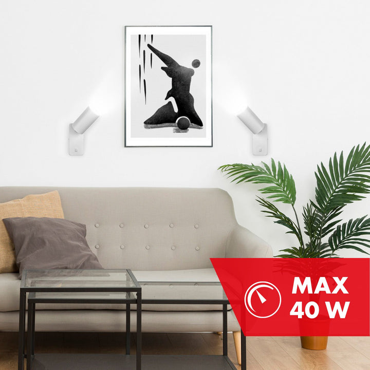 Maclean wall lamp / wall light, spot, round, GU10, with 55x100mm switch, white, MCE369 W