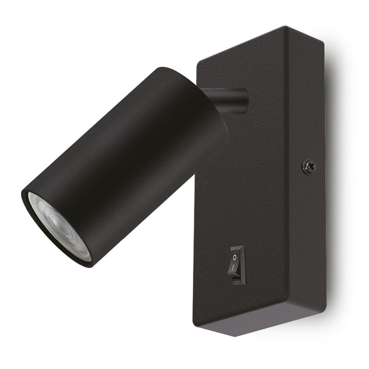 Maclean wall lamp / wall light, spot, round, GU10, with switch, 55x100mm, black color, MCE369 B