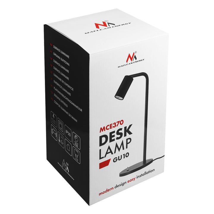 GU10 spot desk lamp with on/off switch black 55x90mm