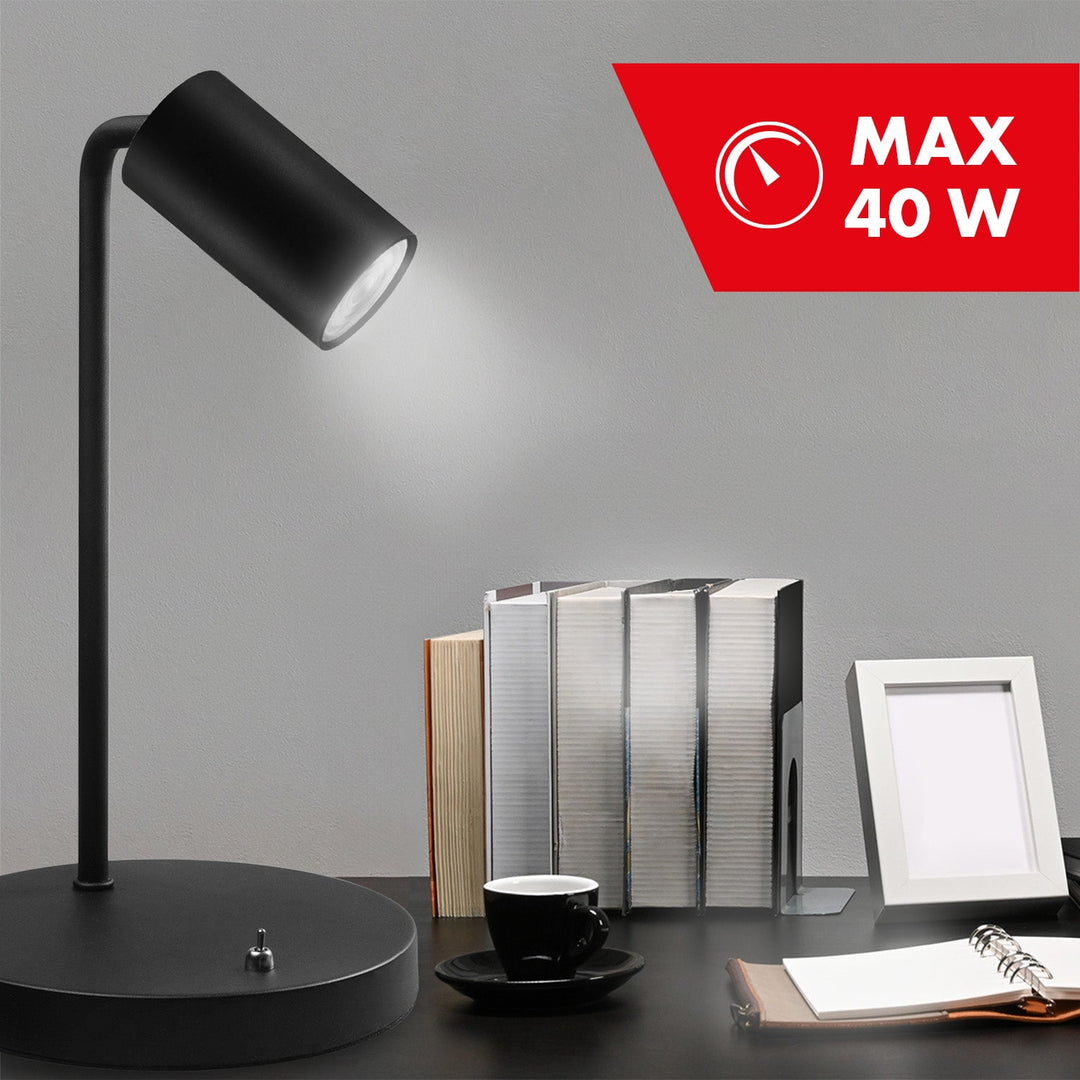 GU10 spot desk lamp with on/off switch black 55x90mm