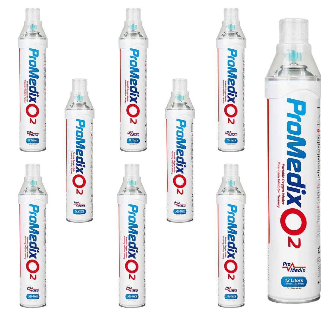 9x Promedix 12L portable 99.4% canned oxygen inhaler, PR-994
