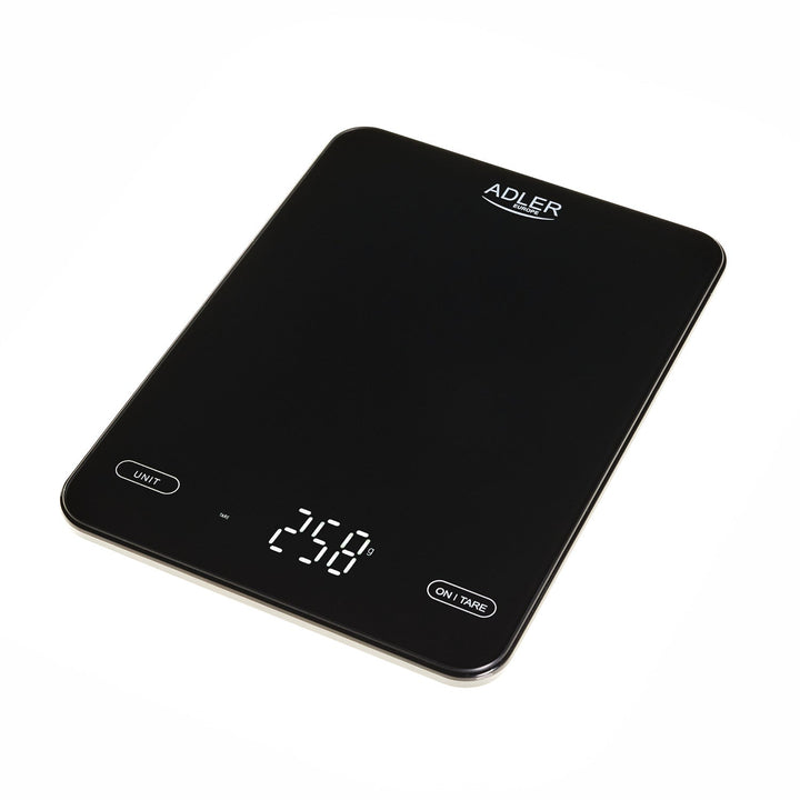 Kitchen scale, Adler, black, 10 kg, USB rechargeable, AD 3177